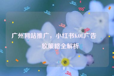 廣州網(wǎng)站推廣，小紅書KOL廣告投放策略全解析
