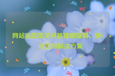 網(wǎng)站運(yùn)營(yíng)常見(jiàn)問(wèn)題排查指南，快速定位與解決方案