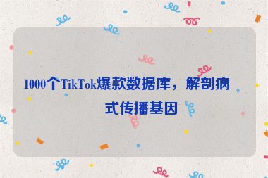 1000個(gè)TikTok爆款數(shù)據(jù)庫，解剖病毒式傳播基因