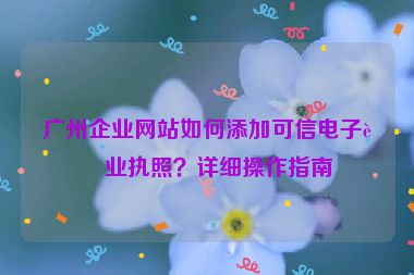 廣州企業(yè)網(wǎng)站如何添加可信電子營業(yè)執(zhí)照？詳細(xì)操作指南