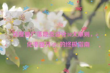 百度推廣落地頁設(shè)計(jì)10大原則，轉(zhuǎn)化率提升50%的終極指南