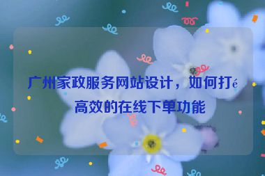 廣州家政服務(wù)網(wǎng)站設(shè)計，如何打造高效的在線下單功能