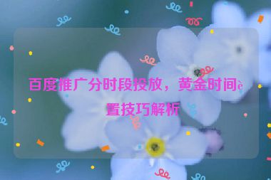 百度推廣分時段投放，黃金時間設(shè)置技巧解析