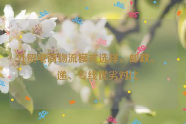 外貿(mào)電商物流模式選擇，郵政、快遞、專線優(yōu)劣對比