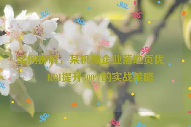 案例拆解，某機械企業(yè)落地頁優(yōu)化ROI提升300%的實戰(zhàn)策略